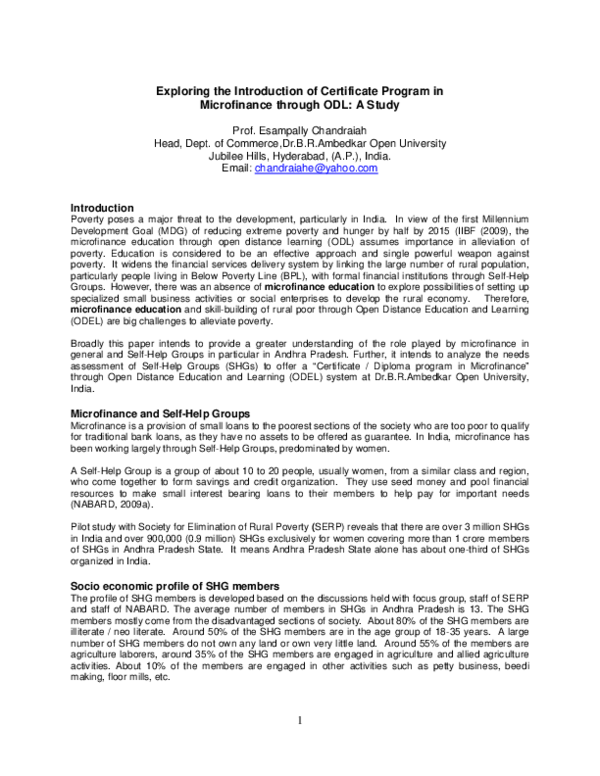 (PDF) Exploring the Introduction of Certificate Program in Microfinance ...