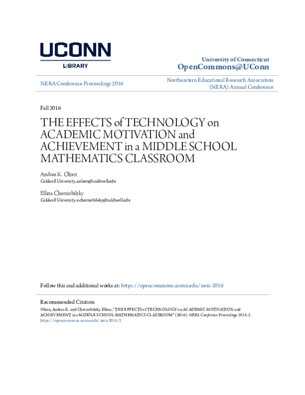 (PDF) THE EFFECTS of TECHNOLOGY on ACADEMIC MOTIVATION and ACHIEVEMENT ...