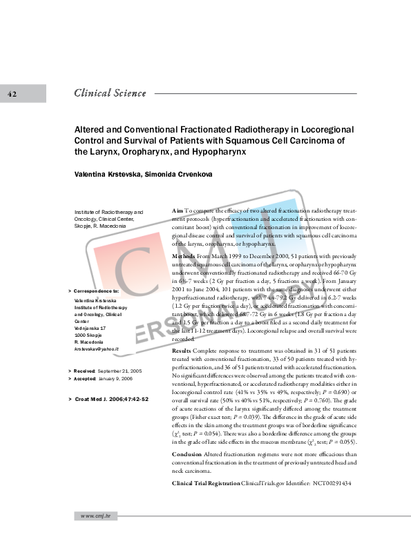 (PDF) Comparing Radiotherapy Protocols in SCC