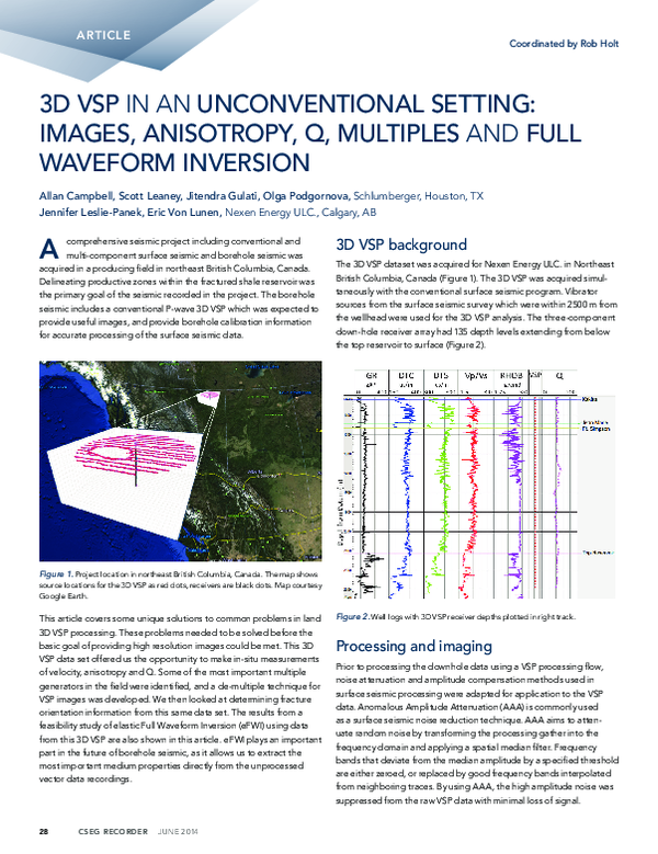 (PDF) 3 D VSP in an Unconventional Setting : Images , Anisotropy , Q ...