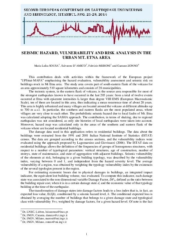 (PDF) Seismic Hazard, Vulnerability and Risk Analysis in the Urban Mt ...