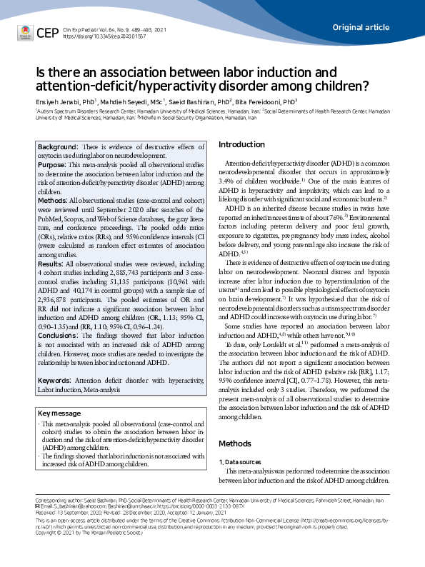 (PDF) Is there an association between labor induction and attention ...