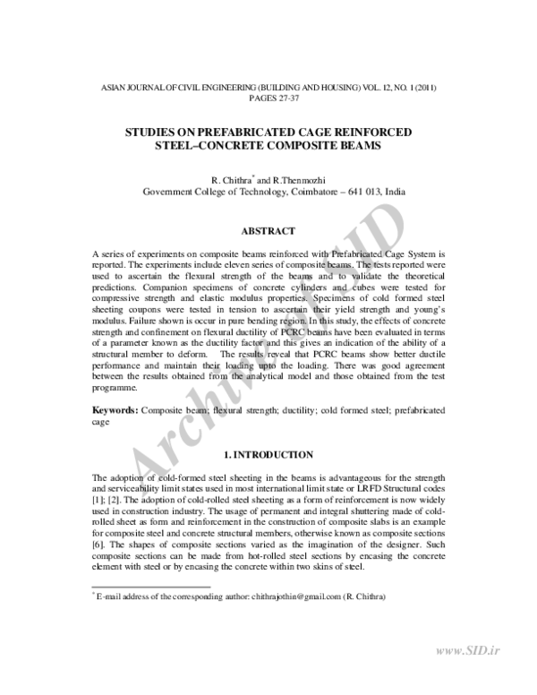 (PDF) Studies on Prefabricated Cage Reinforced Steel–Concrete Composite ...