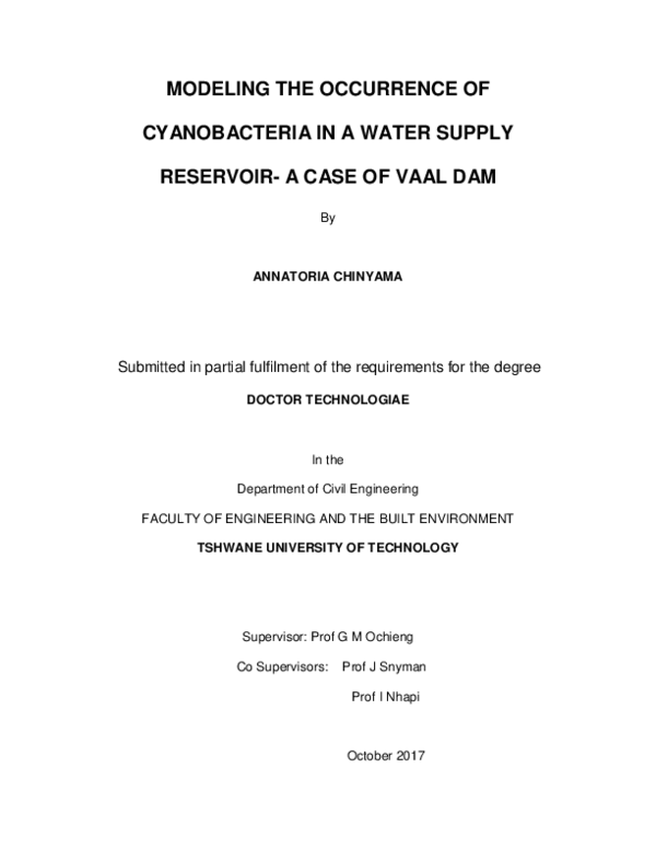 (PDF) Modeling the occurrence of cyanobacteria in a water supply ...