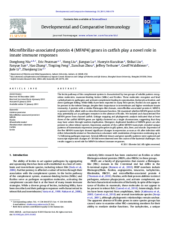 (PDF) Microfibrillar-associated protein 4 (MFAP4) genes in catfish play ...