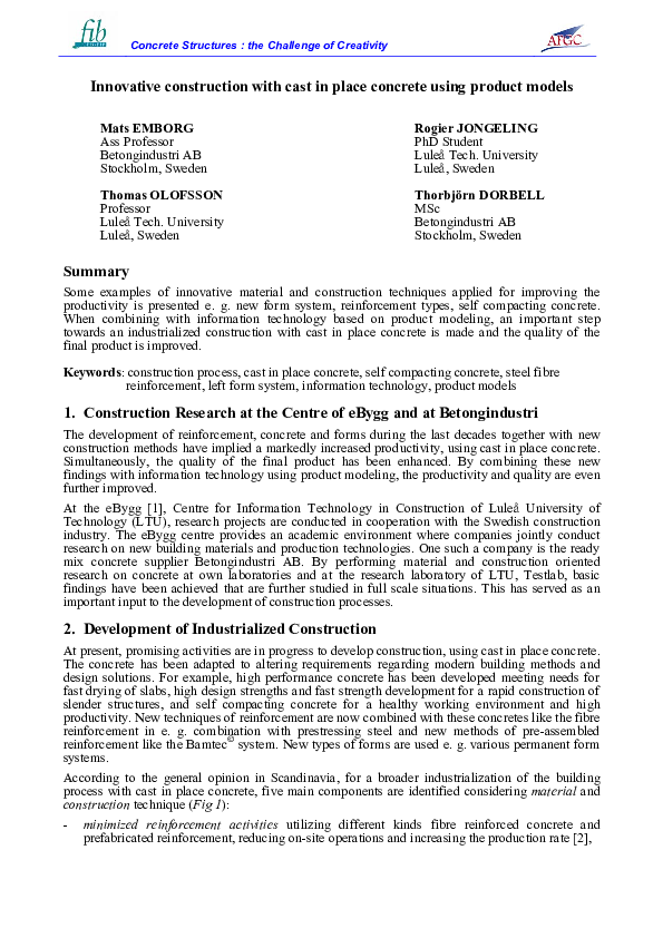 (PDF) Innovative construction with cast in place concrete using product ...