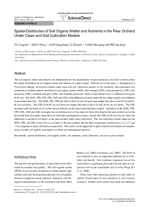 (PDF) Spatial Distribution of Soil Organic Matter and Nutrients in the ...