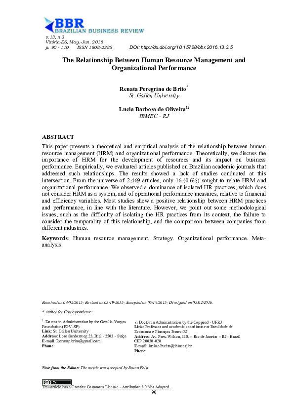 (PDF) The Relationship Between Human Resource Management and ...