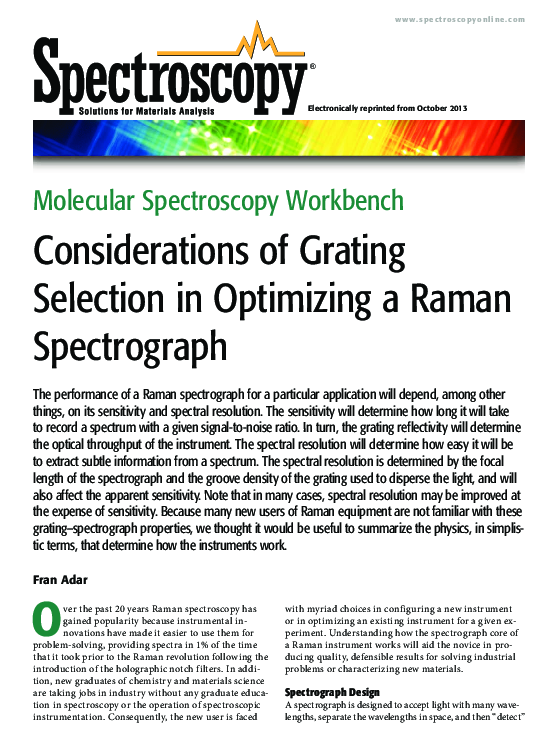(PDF) Considerations of Grating Selection in Optimizing a Raman Spectrograph Molecular