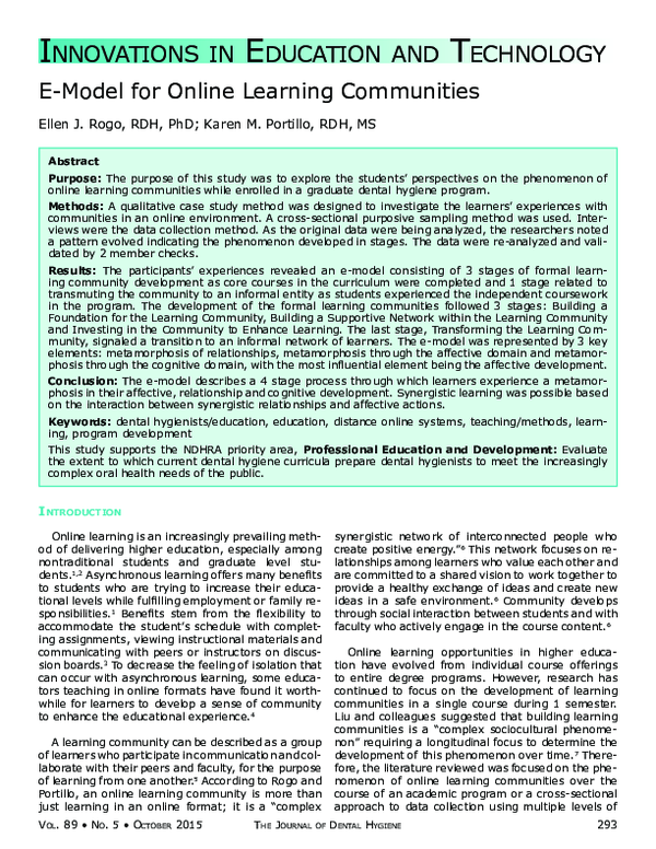 (PDF) E-Model for Online Learning Communities