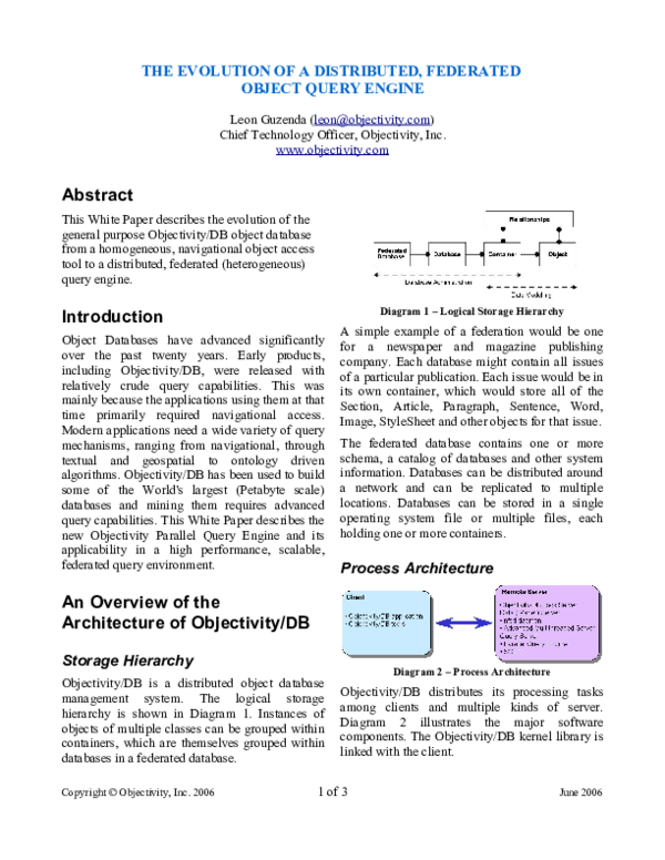 (PDF) The Evolution of a Distributed, Federated Object Query Engine