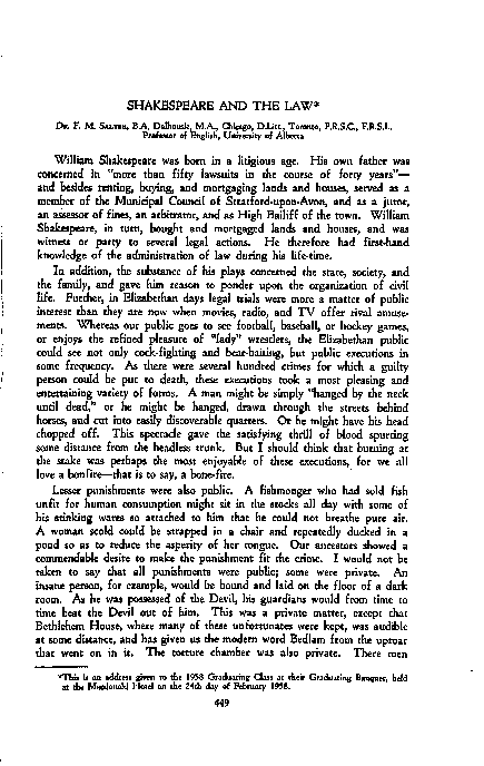 (PDF) Shakespeare and the law