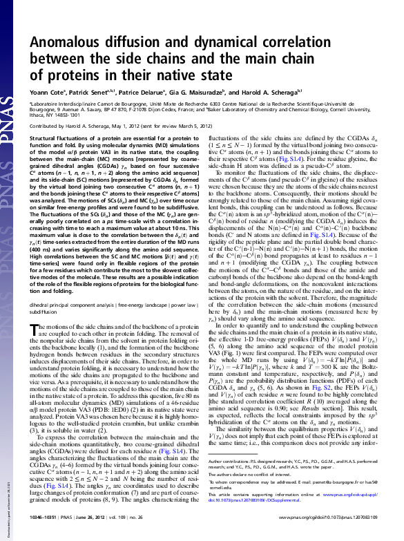 (PDF) Anomalous diffusion and dynamical correlation between the side ...