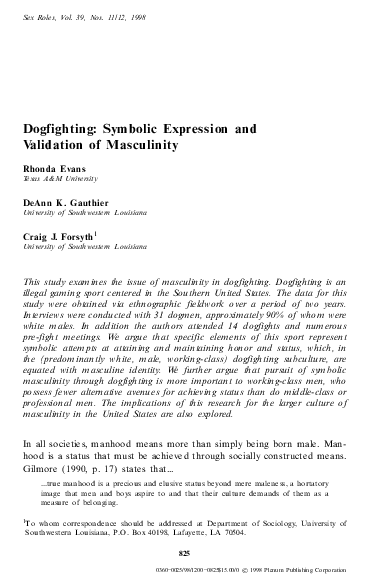 (PDF) Dogfighting: Symbolic expression and validation of masculinity
