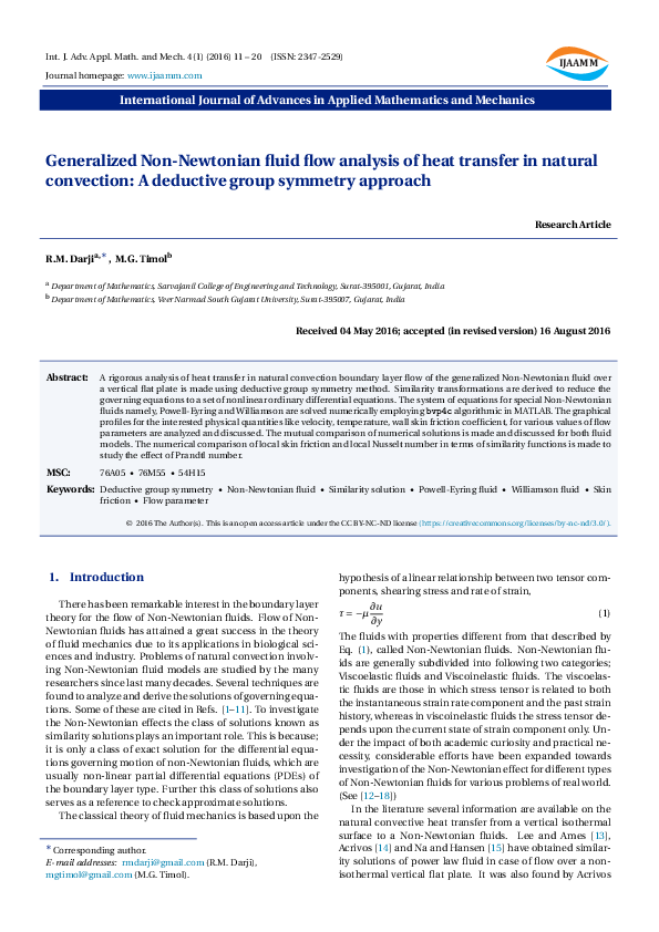 (PDF) Generalized Non-Newtonian fluid flow analysis of heat transfer in ...
