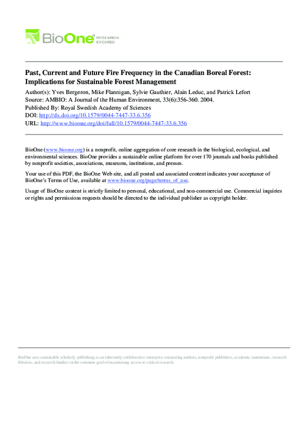 (PDF) Past, Current and Future Fire Frequency in the Canadian Boreal ...