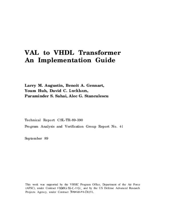 (PDF) VAL to VHDL transformer: an implementation guide