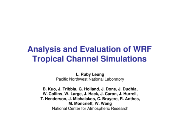 (PDF) Analysis and Evaluation of WRF Tropical Channel Simulations