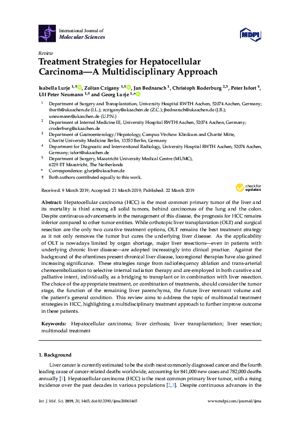 (PDF) Treatment strategies for hepatocellular carcinoma in cirrhosis