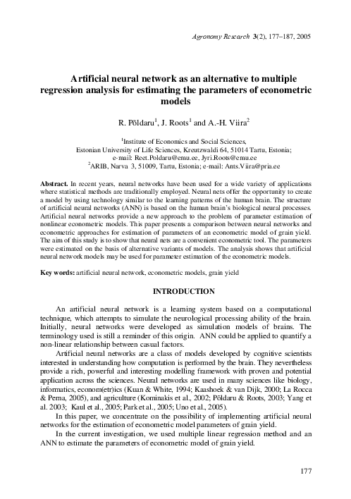 (PDF) Artificial neural network as an alternative to multiple ...