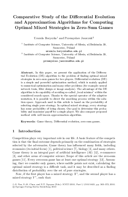 (PDF) Comparative Study of the Differential Evolution and Approximation ...
