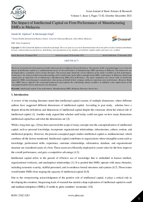 (PDF) The Impact of Intellectual Capital on Firm Performance of ...