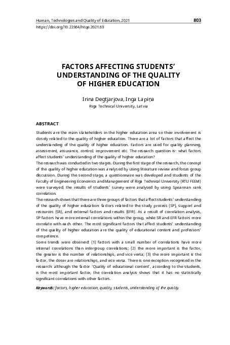 (PDF) Factors Affecting Students’ Understanding of the Quality of ...