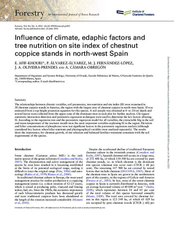(PDF) Influence of climate, edaphic factors and tree nutrition on site ...