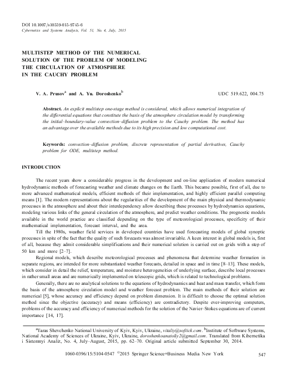 (PDF) Multistep Method of the Numerical Solution of the Problem of ...