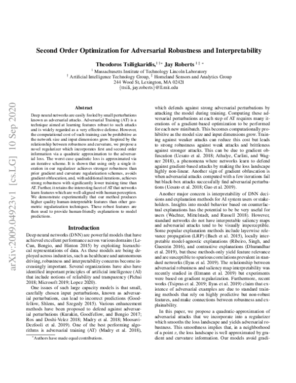 (PDF) Second Order Optimization for Adversarial Robustness and ...
