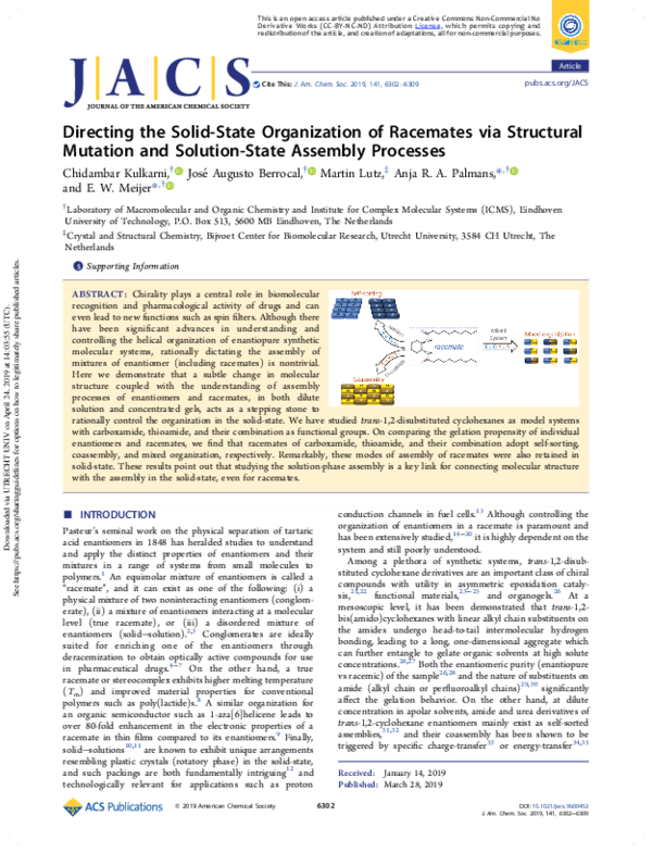 (PDF) Directing the solid-state organization of racemates via ...