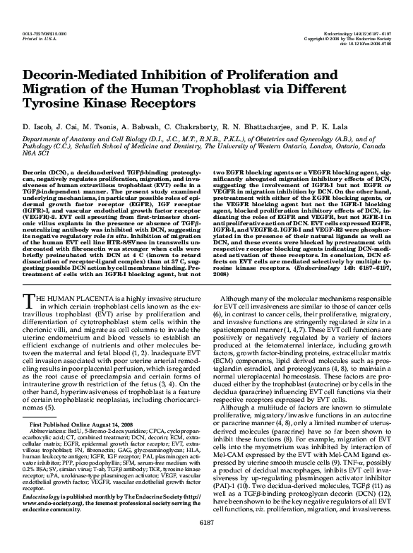 (PDF) Decorin-mediated inhibition of proliferation and migration of the ...