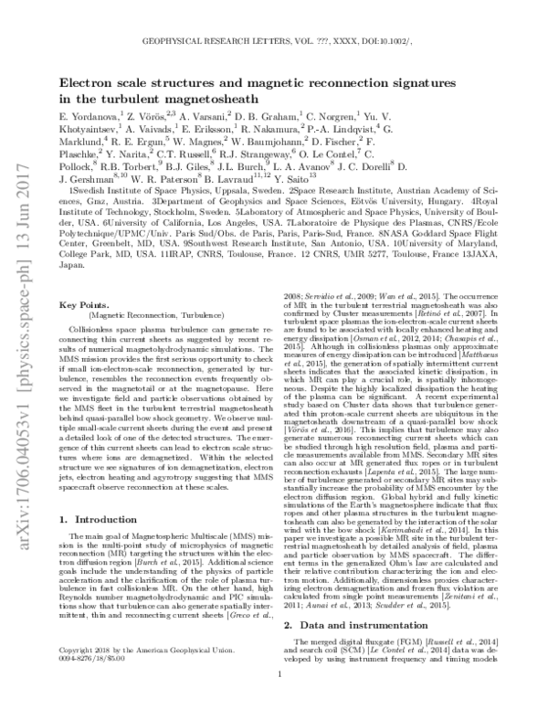 (PDF) Electron scale structures and magnetic reconnection signatures in ...