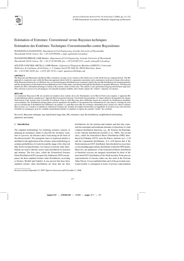 (PDF) Estimation of Extremes : Conventional versus Bayesian techniques ...