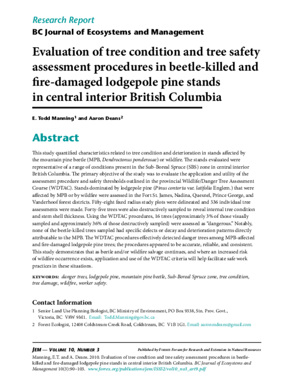 (PDF) Evaluation of tree condition and tree safety assessment ...