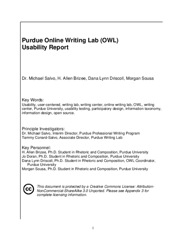 (PDF) Purdue Online Writing Lab (OWL) Usability Report Michael Salvo