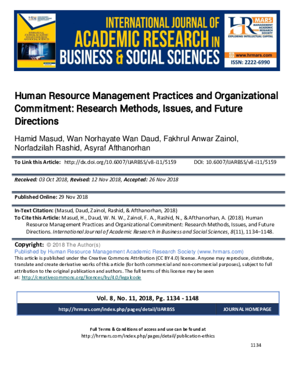 Pdf Human Resource Management Practices And Organizational Commitment And Intention To Leave The Mediating Role Of Perceived Organizational Support And Psychological Contracts Abdullahi Osman Academia Edu
