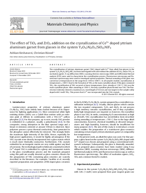 (PDF) The effect of TiO2 and ZrO2 addition on the crystallization of ...