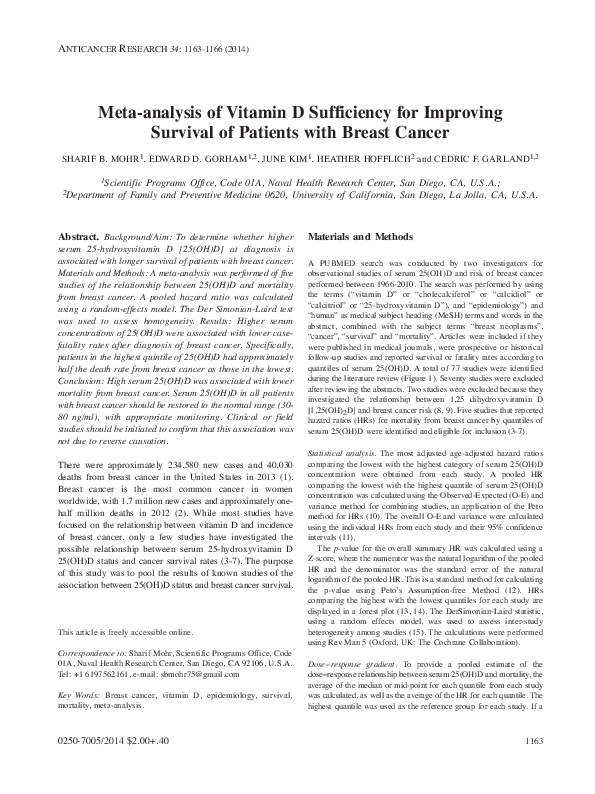 (PDF) Meta-analysis of vitamin D sufficiency for improving survival of ...