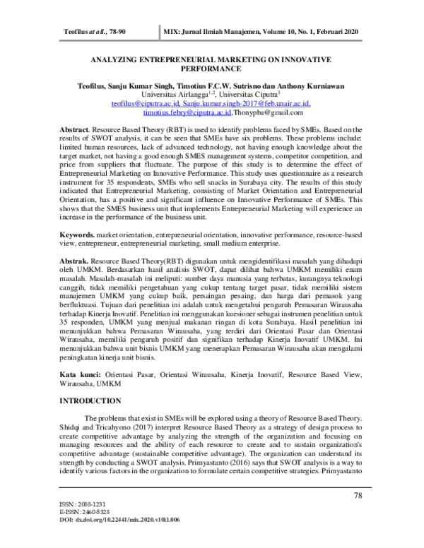 (PDF) Analyzing Entrepreneurial Marketing on Innovative Performance