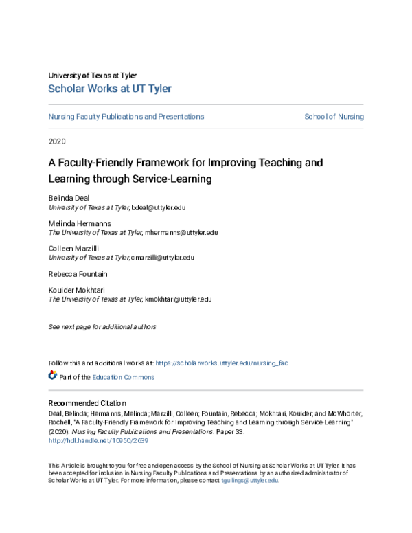 (PDF) A Faculty-Friendly Framework for Improving Teaching and Learning ...