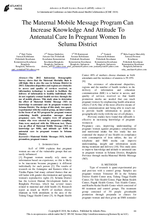 (PDF) The Maternal Mobile Message Program Can Increase Knowledge And ...