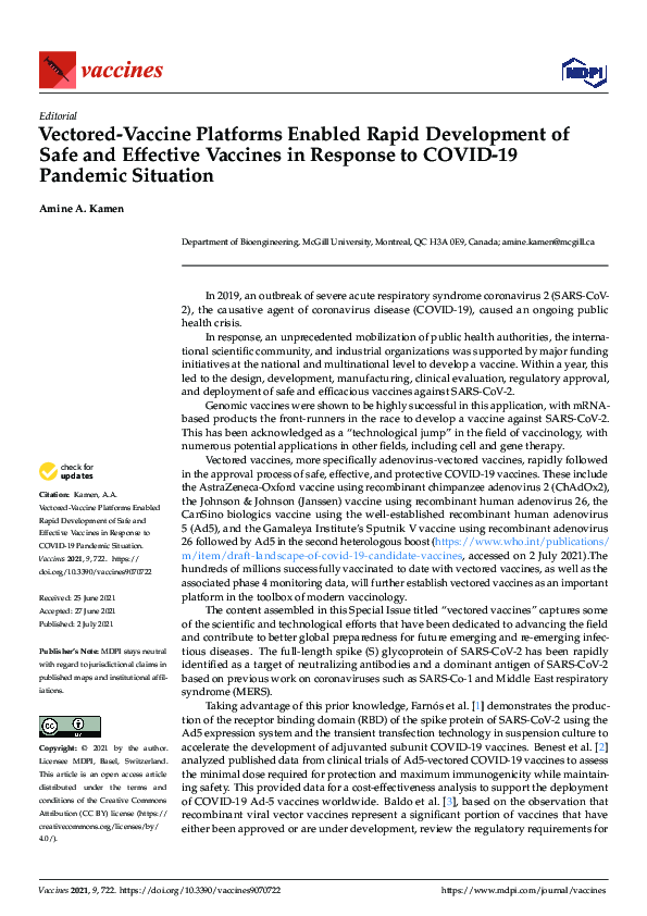 (PDF) Vectored-Vaccine Platforms Enabled Rapid Development of Safe and ...