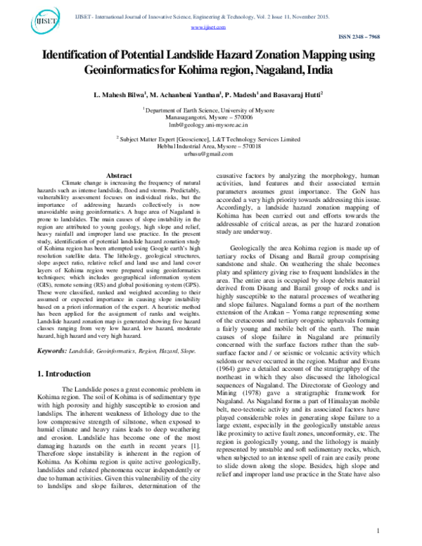 (PDF) Identification of potential landslide Hazard Zonation mapping ...