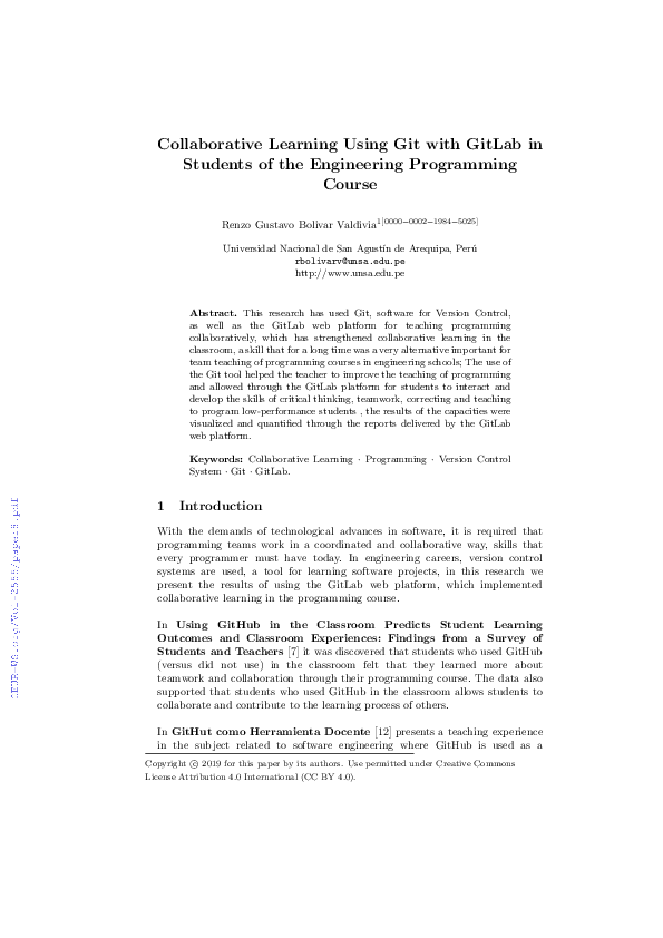 (PDF) Collaborative Learning Using Git with GitLab in Students of the ...