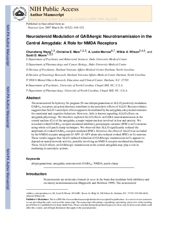 (PDF) Neurosteroid modulation of GABAergic neurotransmission in the ...