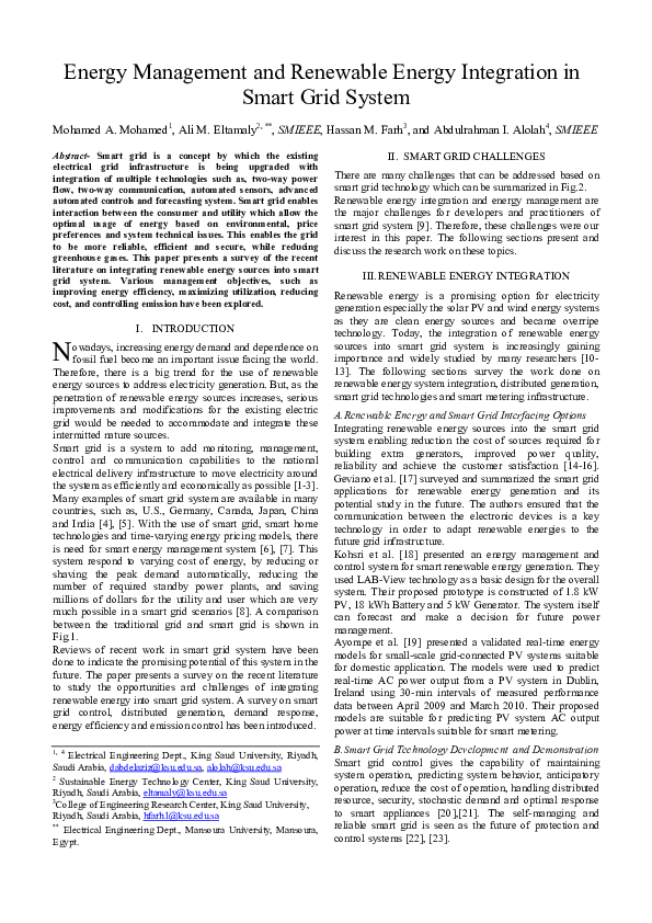 (PDF) Energy Management and Renewable Energy Integration in Smart Grid ...