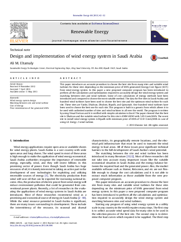 (PDF) Design and implementation of wind energy system in Saudi Arabia