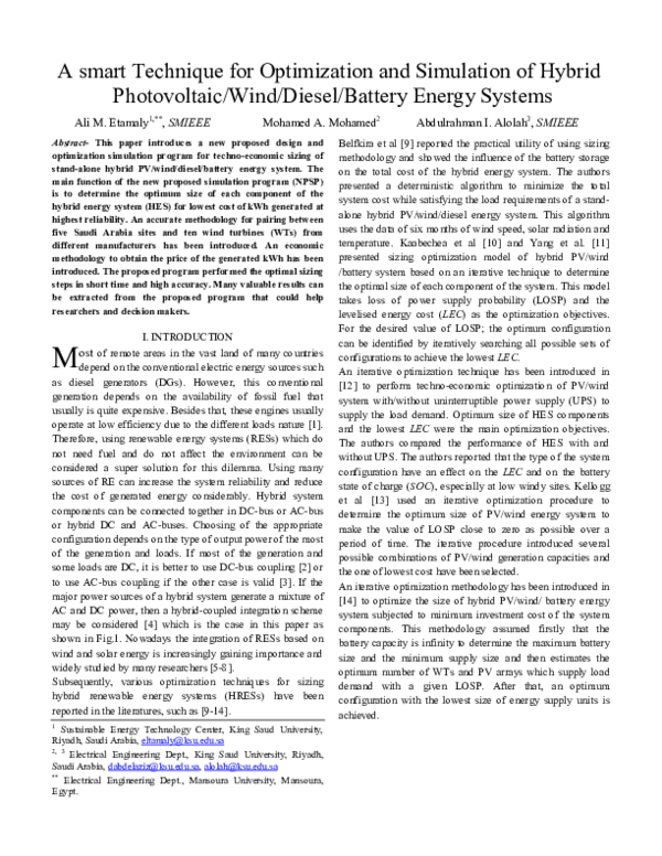 (PDF) A smart Technique for Optimization and Simulation of Hybrid ...
