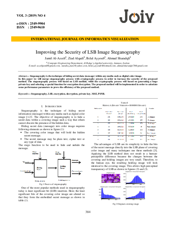 (PDF) Improving the security of LSB image steganography